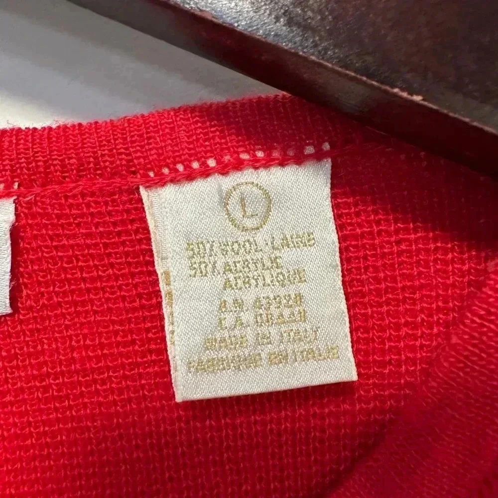 VINTAGE Women's John Henry Editions Sweater L, Red & Gold, Embroidery - Picture 10 of 16